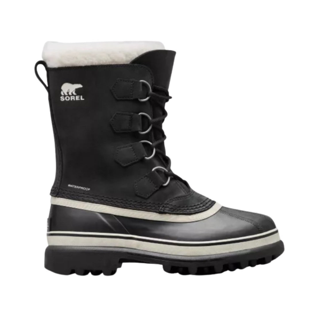 Sorel Men's Black, Stone Caribou WP Waterproof Insulated Snow Boots