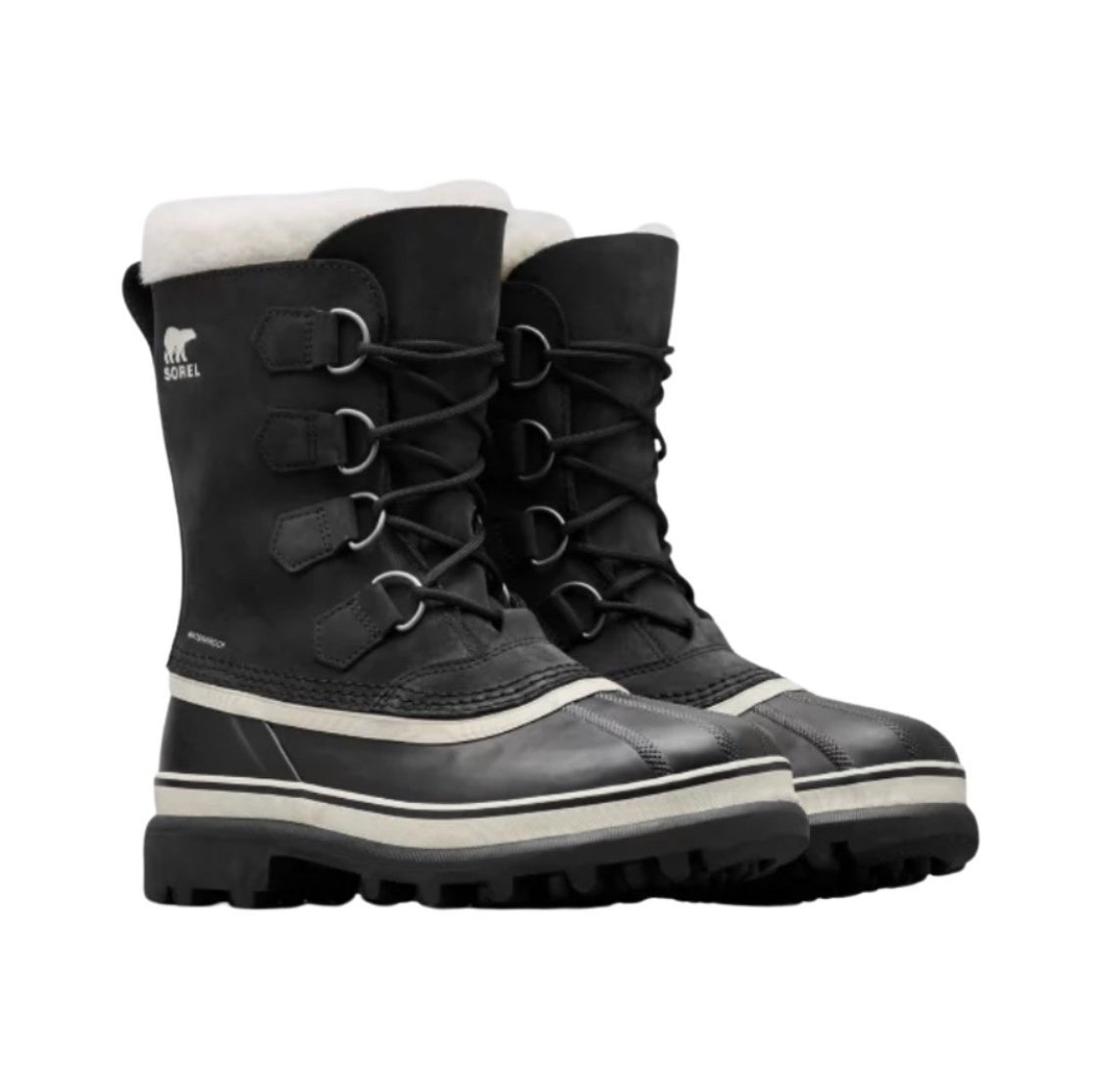 Sorel Men's Black, Stone Caribou WP Waterproof Insulated Snow Boots